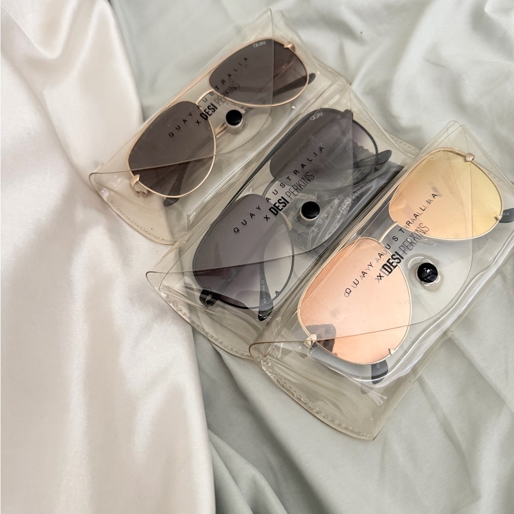 Set of 3 Quay x Desi Perkins HIGH KEY aviator sunglasses, all in size Large.